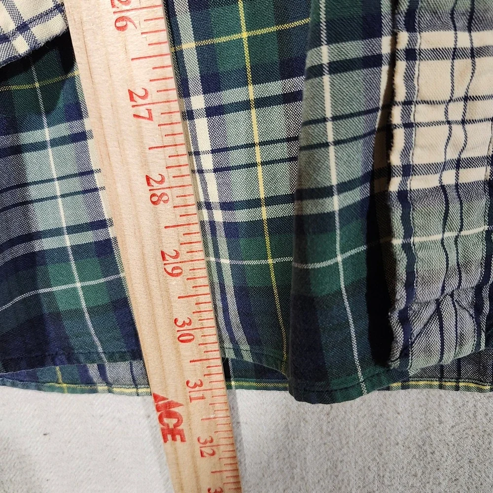 Polo Ralph Lauren Blake Mens Large Green Navy Plaid Cotton Button Down Shirt